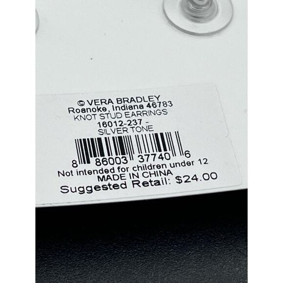 Vera Bradley Silver Tone Love Knot Studs New with Tags - Picture 6 of 8